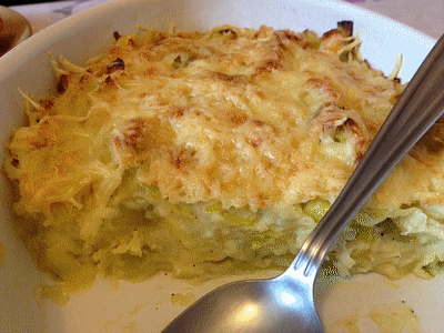 parmentier de poireaux au mascarpone coupe